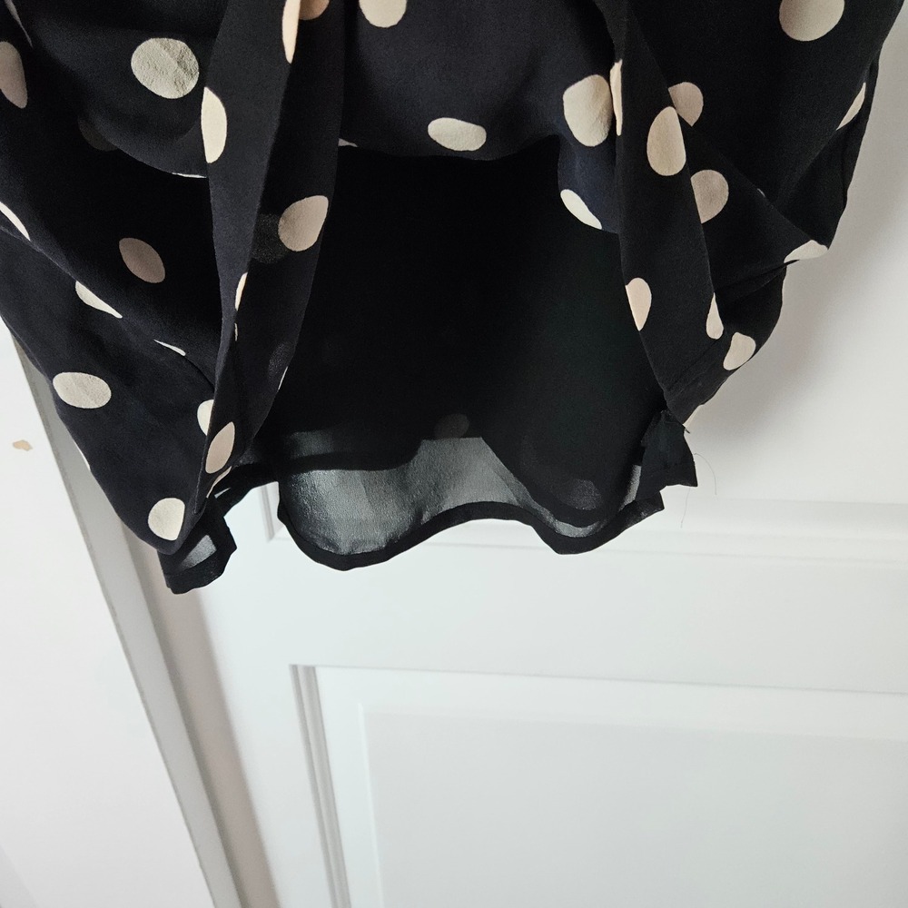 Silk Polka Dot Dress 4 Retro Black White Cap Sleeve Sheath‎ Babydoll Rockabilly - Picture 4 of 11